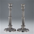 ANTIQUE 19thC RARE PAIR OF GEORGIAN SOLID SILVER TELESCOPIC CANDLESTICKS c.1809