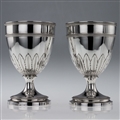ANTIQUE 19thC PAIR OF GEORGIAN SOLID SILVER LARGE GOBLETS OF SCOTTISH INTEREST, RICHARD COOK c.1801