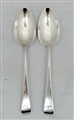 Pair of Antique George III Sterling Silver Hallmarked Old English Pattern Dessert Spoons 1801