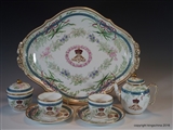 SEVRES ARMORIAL ROYAL WORCESTER TEA SET TETE A TETE VISCOUNT CROWN