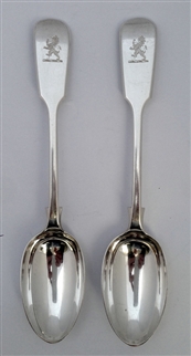 A Pair of Antique Sterling Silver Hallmarked Victorian Fiddle Pattern Dessert Spoons 1900