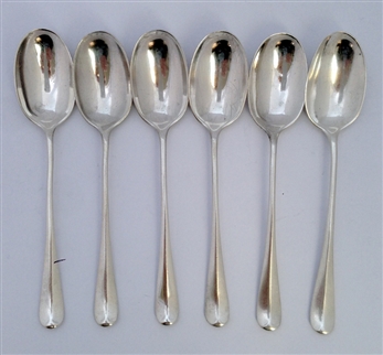 Six Antique Sterling Silver Hallmarked Edward VII Hanoverian Rat Tail Tea Spoons 1908