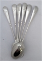 Six Antique Sterling Silver Hallmarked Edward VII Hanoverian Rat Tail Tea Spoons 1908