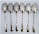 Six Antique Sterling Silver Hallmarked Edward VII Hanoverian Rat Tail Tea Spoons 1908
