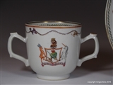 Chinese Armorial Porcelain Chocolate Cup & Saucer MACGREGOR Family Coat of Arms Crest Clan