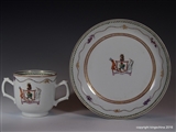 Chinese Armorial Porcelain Chocolate Cup & Saucer MACGREGOR Family Coat of Arms Crest Clan