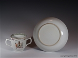 Chinese Armorial Porcelain Chocolate Cup & Saucer MACGREGOR Family Coat of Arms Crest Clan