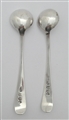 A Pair of Antique Scottish Sterling Silver Hallmarked George III Old English Pattern Salt Spoons 1804