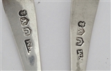 A Pair of Antique Scottish Sterling Silver Hallmarked George III Old English Pattern Salt Spoons 1804