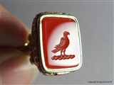 Gold Georgian Intaglio Fob Seal Family PARROT Crest Arms
