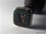 Silver Intaglio Desk Seal Family Crest Arms DRAGONS HEAD
