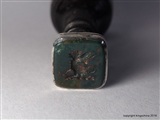 Silver Intaglio Desk Seal Family Crest Arms DRAGONS HEAD