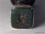 Silver Intaglio Desk Seal Family Crest Arms DRAGONS HEAD