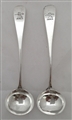 Pair Antique Victorian Exeter Silver Old English Pattern Salt Spoons 1877