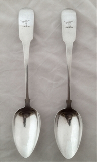 Sterling Irish Silver Hallmarked Pair of George III Fiddle Pattern Serving Spoons 1794