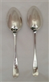 Antique Newcastle Sterling Silver George III Pair of Old English Pattern Table Spoons Circa 1800