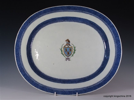 Chinese Armorial Porcelain Charger Platter HENRY CUTLER Family Coat Arms Crest