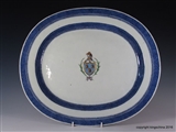 Chinese Armorial Porcelain Charger Platter HENRY CUTLER Family Coat Arms Crest