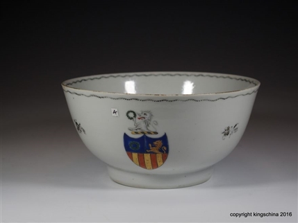 Chinese Armorial Porcelain Bowl GARLAND Family Coat Arms Crest