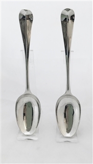 Antique hallmarked Sterling George III Silver Pair Hanoverian Pattern Tablespoons 1779