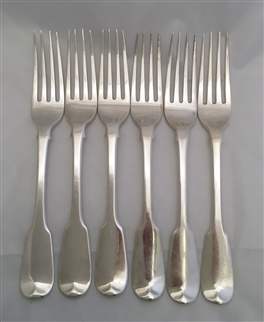 Antique Hallmarked Sterling Silver set of George III Silver Six Fiddle Pattern Table Forks 1817