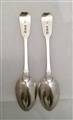 Antique Hallmarked Sterling Silver Pair George III Silver Fiddle Pattern Teaspoons 1818