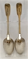 Pair Antique Early Victorian Sterling Silver Fiddle pattern serving spoons, 1838