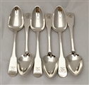 Set Six Antique Scottish Sterling Silver Oar pattern dessert spoons, 1814