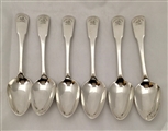 Set Six Antique Scottish Sterling Silver Oar pattern dessert spoons, 1814