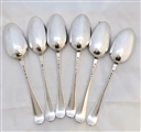 Antique Early George III Sterling Silver Set Six Old English Pattern Tablespoons 1774