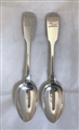 Pair Victorian Hallmarked Sterling Silver Fiddle Pattern Dessert Spoons 1859