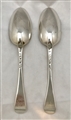 Pair George II Hallmarked Sterling Silver Hanoverian Pattern Table Spoons 1750