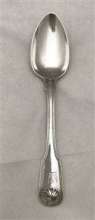 George III Hallmarked Sterling Silver Fiddle Thread and Shell Pattern Dessert Spoon 1824