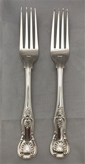 Pair Victorian Hallmarked Antique Sterling Silver Kings Pattern Table Forks 1853