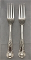 Pair Victorian Hallmarked Antique Sterling Silver Kings Pattern Table Forks 1853