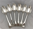 Set Six Antique George III Hallmarked Sterling Silver Fiddle Pattern Table Spoons 1808/19