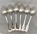 Set Six Antique George III Hallmarked Sterling Silver Fiddle Pattern Table Spoons 1808/19
