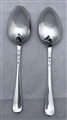 Pair Antique George III Scottish Sterling Silver Old English Pattern Dessert Spoons 1781