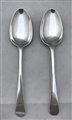 Pair Antique George III Scottish Sterling Silver Old English Pattern Dessert Spoons 1781
