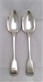 Pair Antique George IV Sterling Silver Fiddle Pattern Dessert Spoon 1823