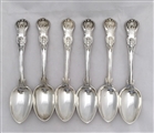 Set Six Antique William IV Sterling Silver Kings Honeysuckle Pattern Teaspoons 1835