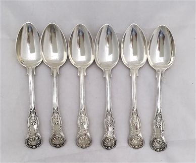 Set Six Antique William IV Sterling Silver Kings Honeysuckle Pattern Teaspoons 1835
