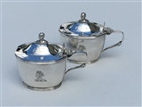 Rare and unusual pair of Antique Victorian sterling silver mustard pots