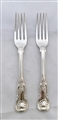 Antique Early Victorian Sterling Silver Pair Kings Pattern Dessert Forks 1841