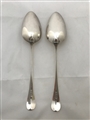 Antique George III Sterling Silver Pair Old English Pattern Tablespoons 1795