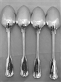 Antique Sterling Silver Victorian Set Four Fiddle and Thread Pattern Tablespoons 1855