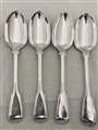 Antique Sterling Silver Victorian Set Four Fiddle and Thread Pattern Tablespoons 1855