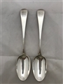 Pair Antique Sterling Silver Hallmarked Old English Pattern Table Spoons 1847