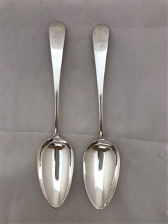 Antique Hallmarked Scottish Sterling Silver George III Pair Celtic Point Pattern Tablespoons 1801