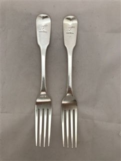 Antique Sterling Silver Pair George IV Fiddle Pattern Table Forks 1825